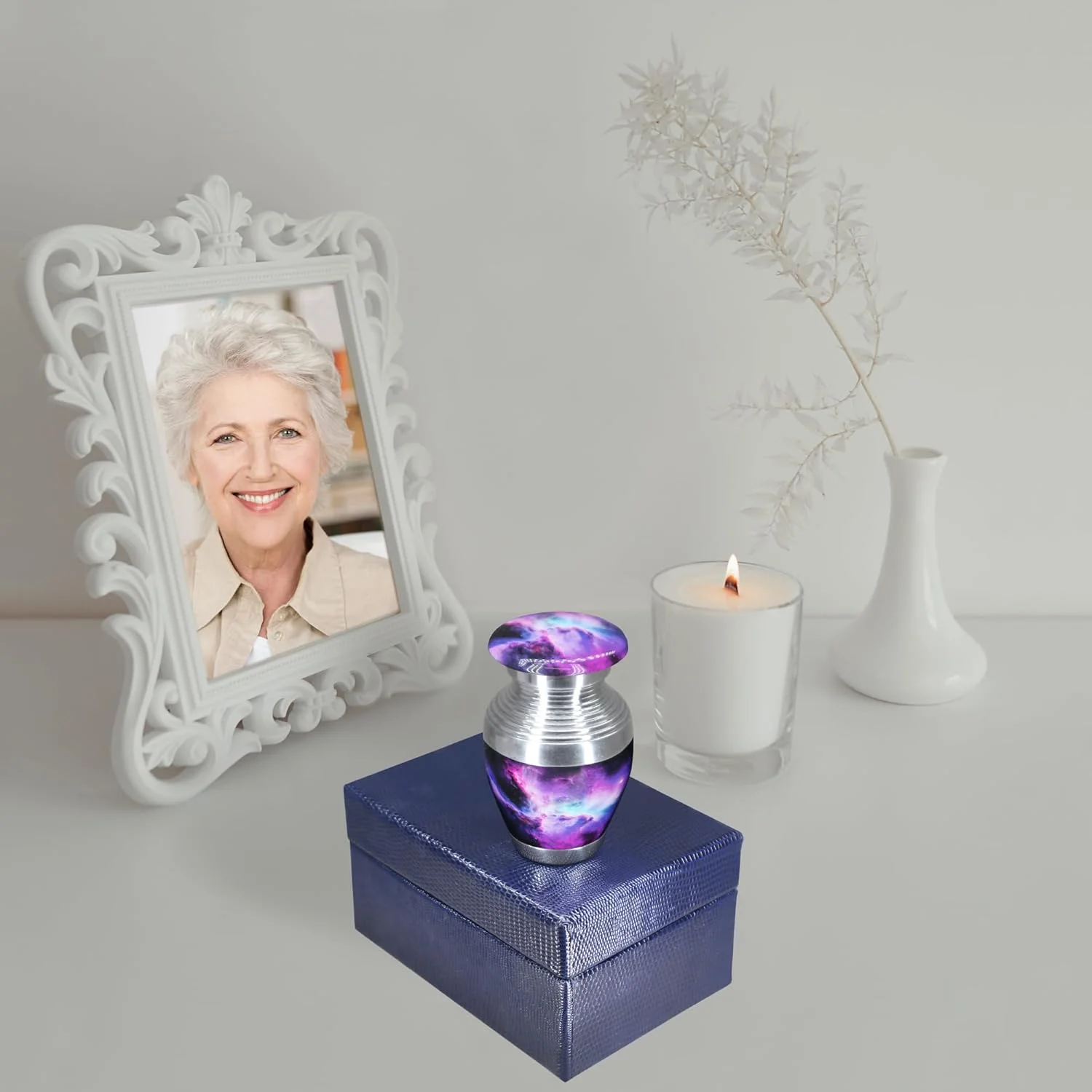 Decorative Small Keepsake Urn for Human Ashes - Blue - Little Urn