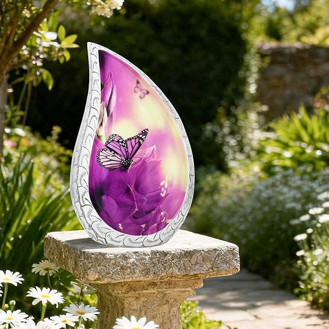 Purple Butterfly Adult Large Cremation Urn for Human Ashes - Image 5