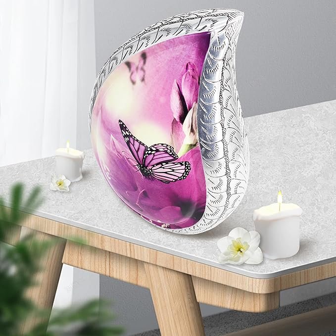 Purple Butterfly Adult Large Cremation Urn for Human Ashes - Image 4