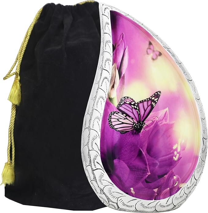 Purple Butterfly Adult Large Cremation Urn for Human Ashes - Image 7