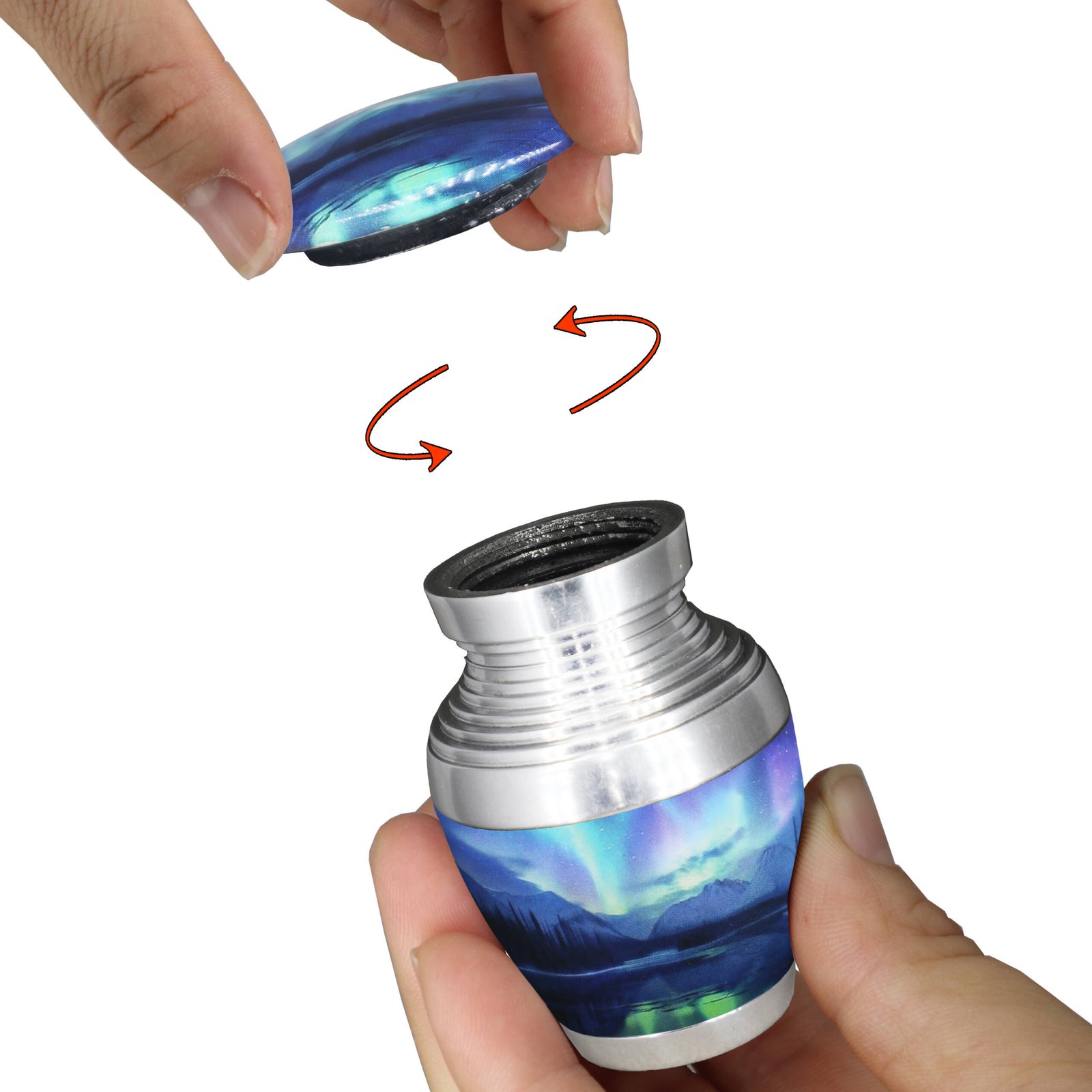 M MEILINXU Small Urns for Human Ashes Keepsake, Decorative Cremation Urns for Human - Aurora Borealis Urn for Ashes for Women & Male, Turquoise, Galaxy Small Keepsake - Little Urn - Image 4