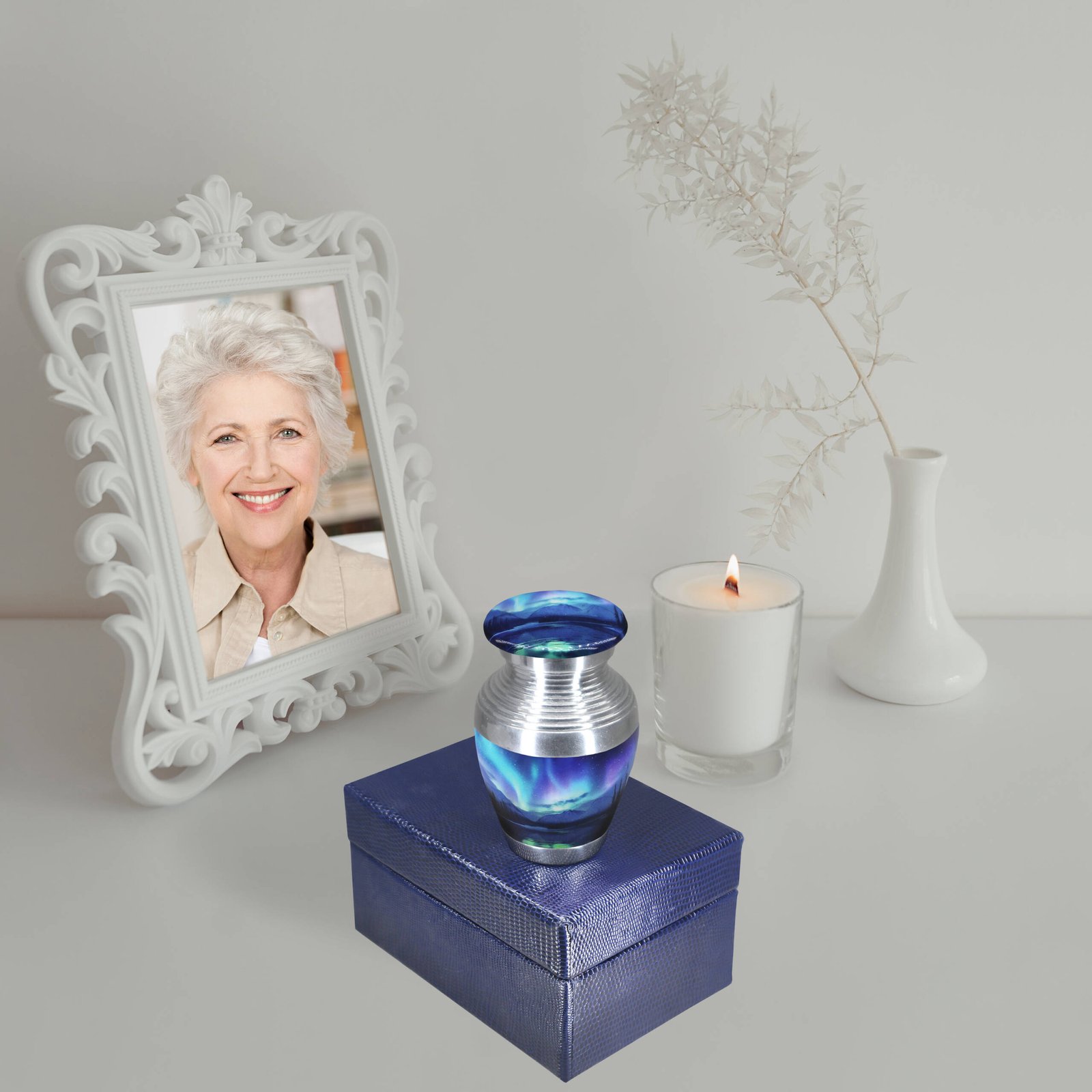 M MEILINXU Small Urns for Human Ashes Keepsake, Decorative Cremation Urns for Human - Aurora Borealis Urn for Ashes for Women & Male, Turquoise, Galaxy Small Keepsake - Little Urn - Image 7