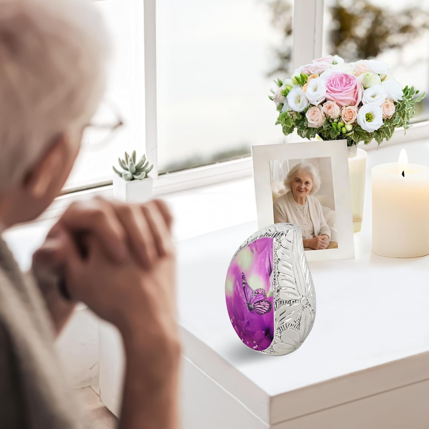 Purple Butterfly Keepsake Ashes Urn - Image 4
