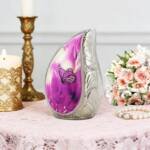Purple Butterfly Keepsake Ashes Urn