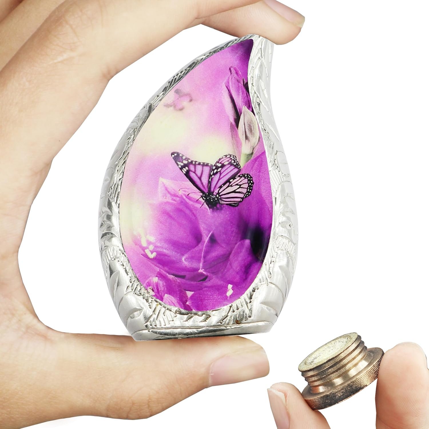Purple Butterfly Keepsake Ashes Urn - Image 2