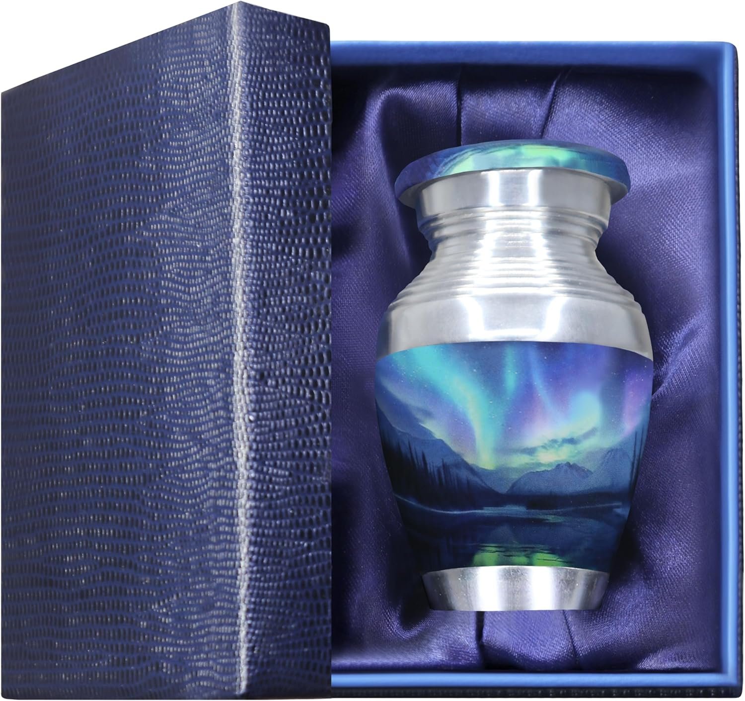 M MEILINXU Small Urns for Human Ashes Keepsake, Decorative Cremation Urns for Human - Aurora Borealis Urn for Ashes for Women & Male, Turquoise, Galaxy Small Keepsake - Little Urn
