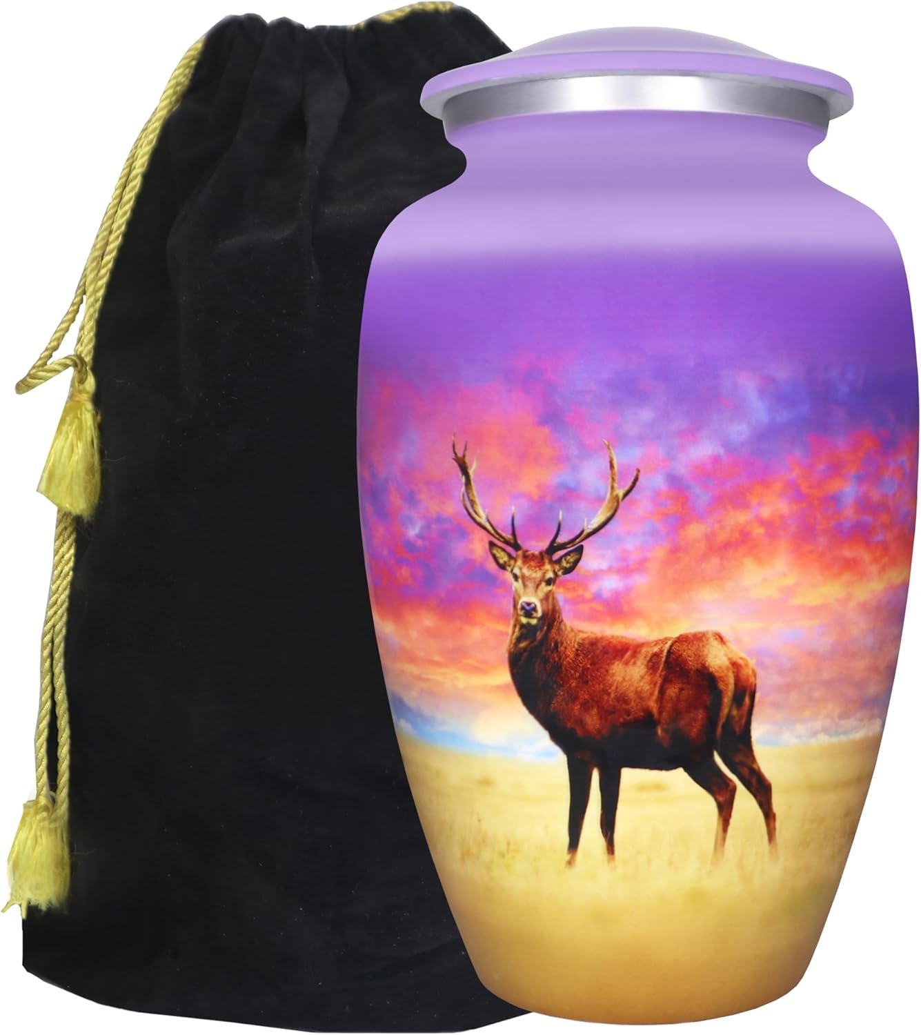 Large Purple Deer Design Cremation Urn – Decorative Burial Memorial Urn for Adults - Image 4