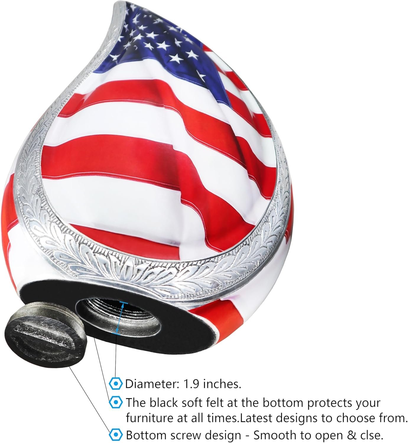 Large Patriotic Colorful & Flag Teardrop Cremation Urn β Veteran Flag Design for Adult Men & Women - Image 2