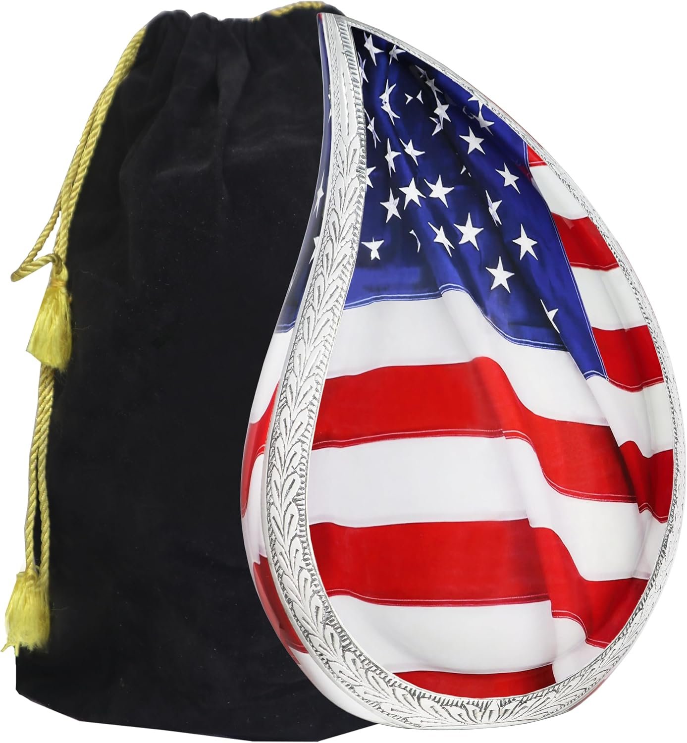 Large Patriotic Colorful & Flag Teardrop Cremation Urn β Veteran Flag Design for Adult Men & Women - Image 5