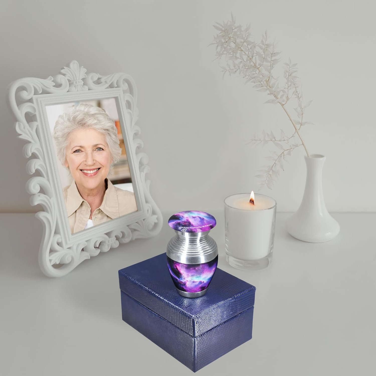 Decorative Small Keepsake Urn for Human Ashes - Purple - Little Urn - Image 2