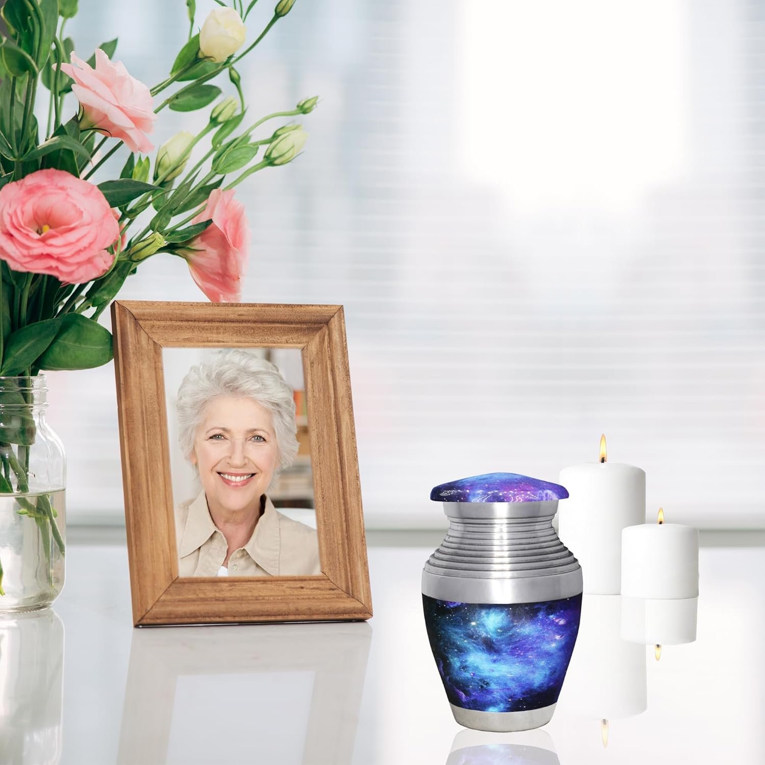 Decorative Small Keepsake Urn for Human Ashes - Blue - Little Urn - Image 4