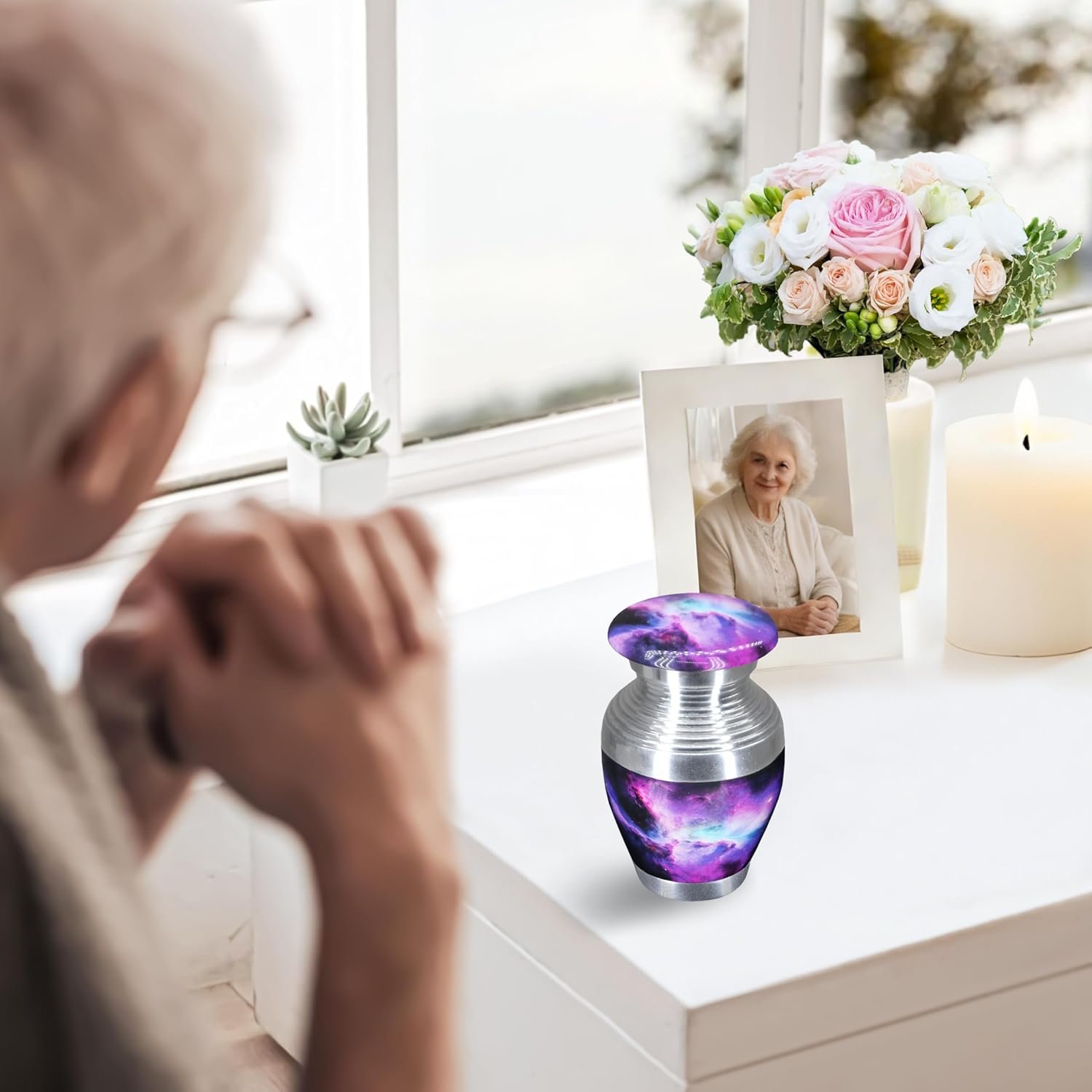 Decorative Small Keepsake Urn for Human Ashes - Purple - Little Urn - Image 6