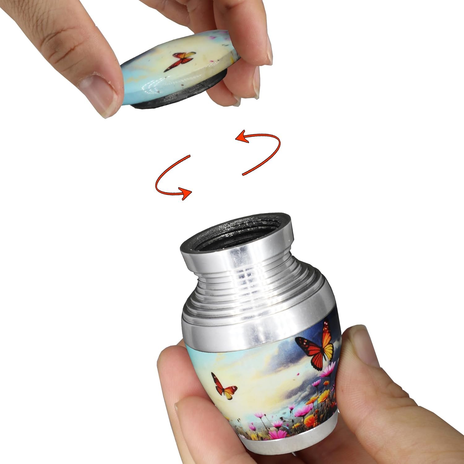 M MEILINXU Small Urns for Human Ashes Keepsake, Urn for Ashes for Women & Man, Mini Decorative, Urn with Butterflies, Little Cremation Container, Butterfly - Small Keepsake - Image 4