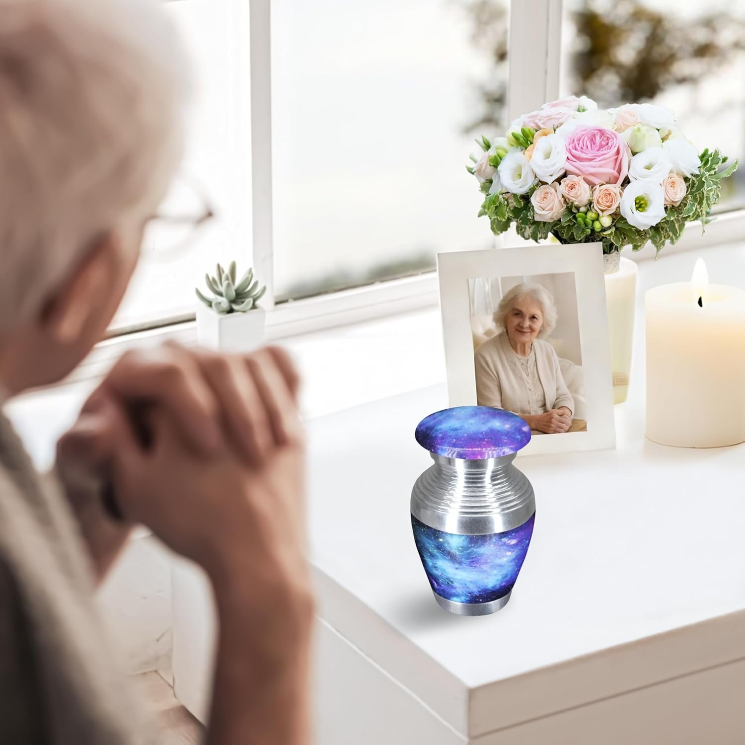 Decorative Small Keepsake Urn for Human Ashes - Blue - Little Urn - Image 6