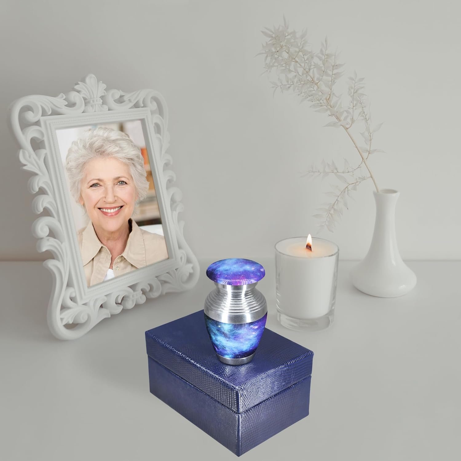 Decorative Small Keepsake Urn for Human Ashes - Blue - Little Urn - Image 2