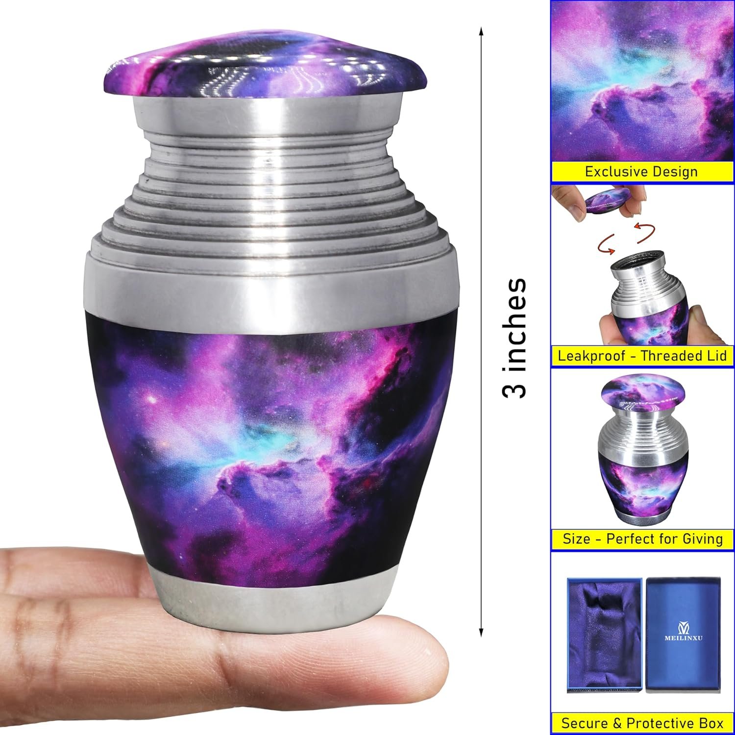 Decorative Small Keepsake Urn for Human Ashes - Purple - Little Urn - Image 7