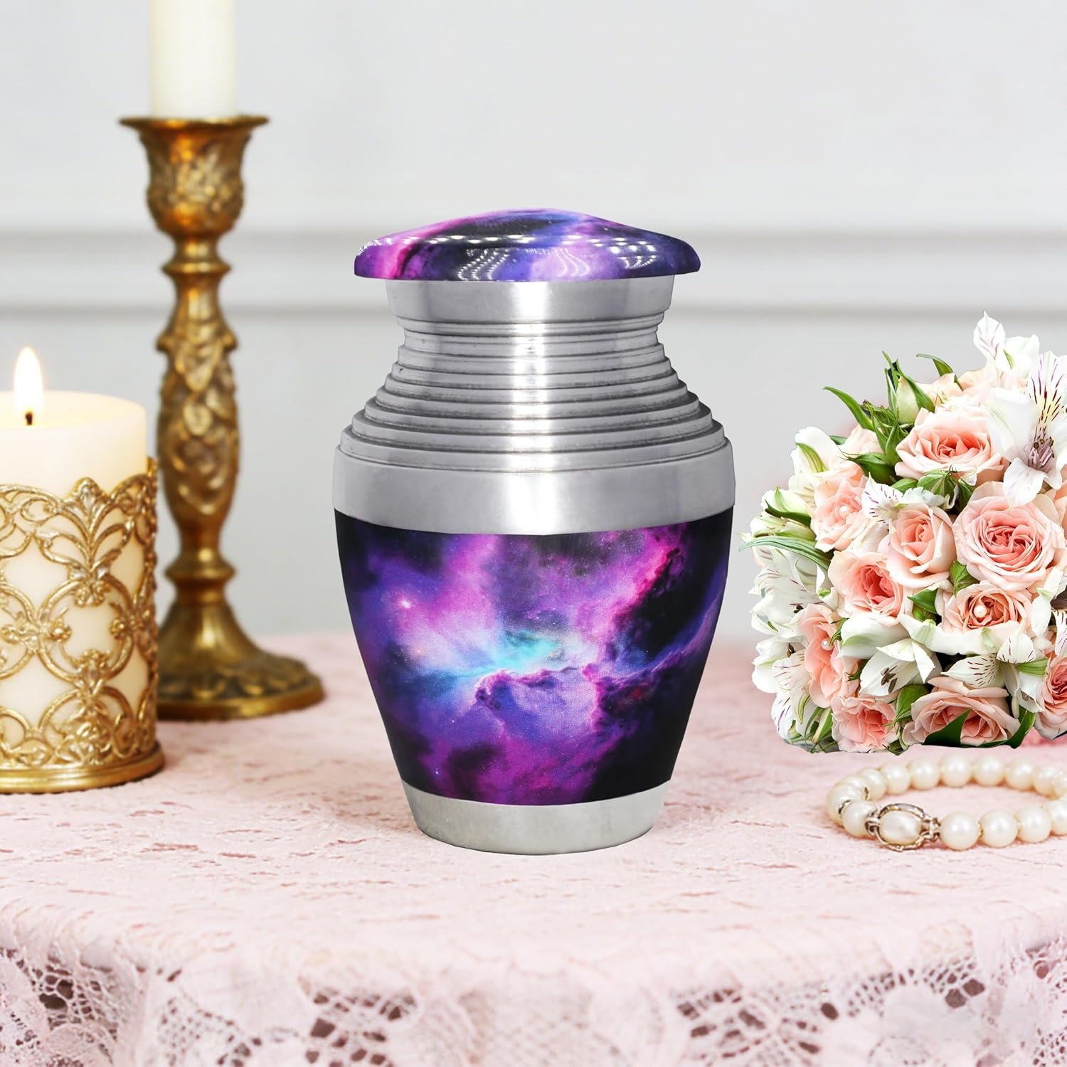 Decorative Small Keepsake Urn for Human Ashes - Purple - Little Urn - Image 3