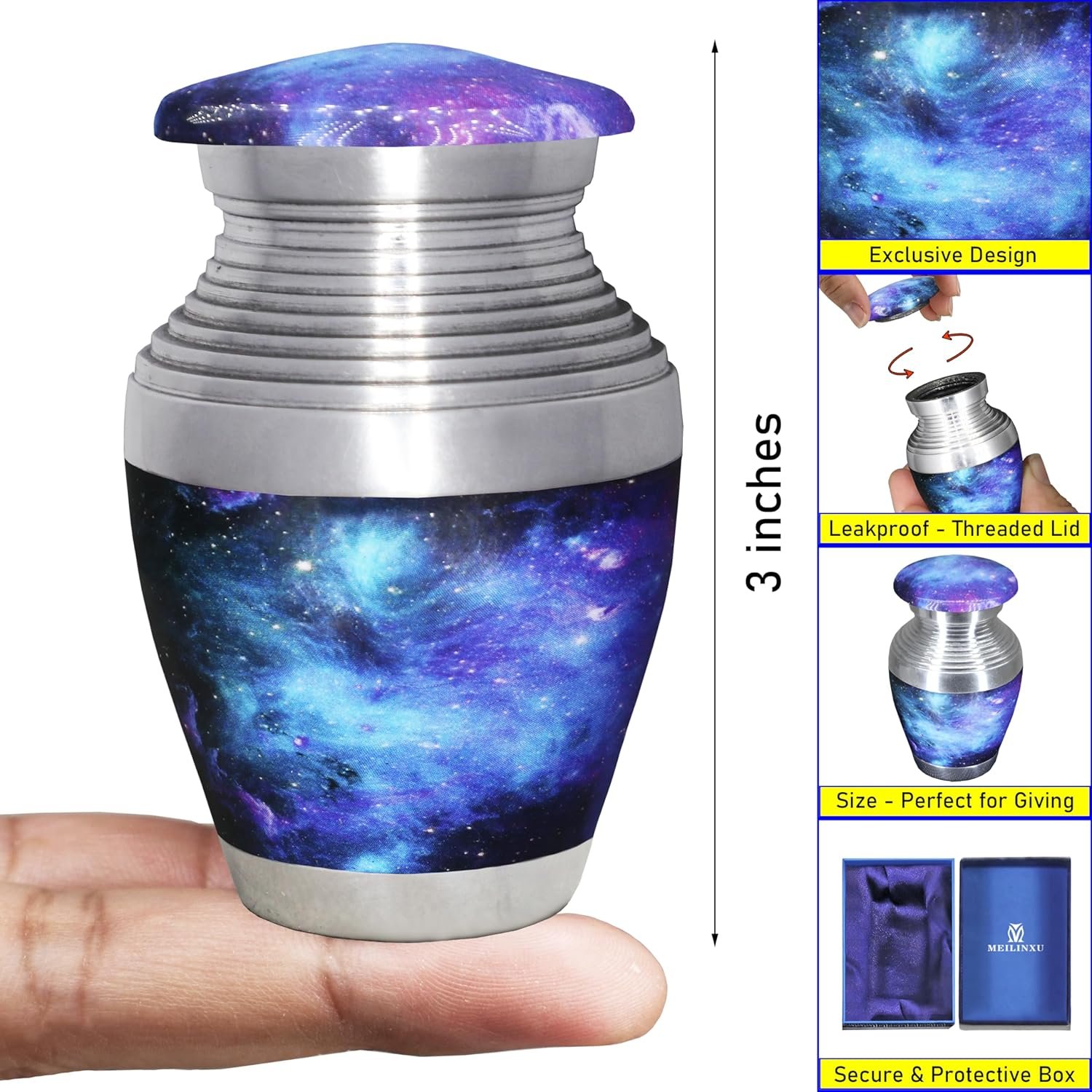 Decorative Small Keepsake Urn for Human Ashes - Blue - Little Urn - Image 7