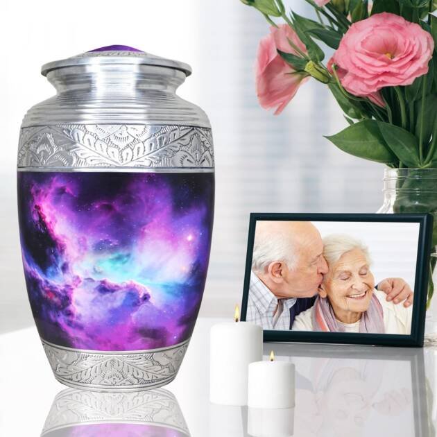 Galaxy Design Adult Cremation Purple Urn for Human Ashes