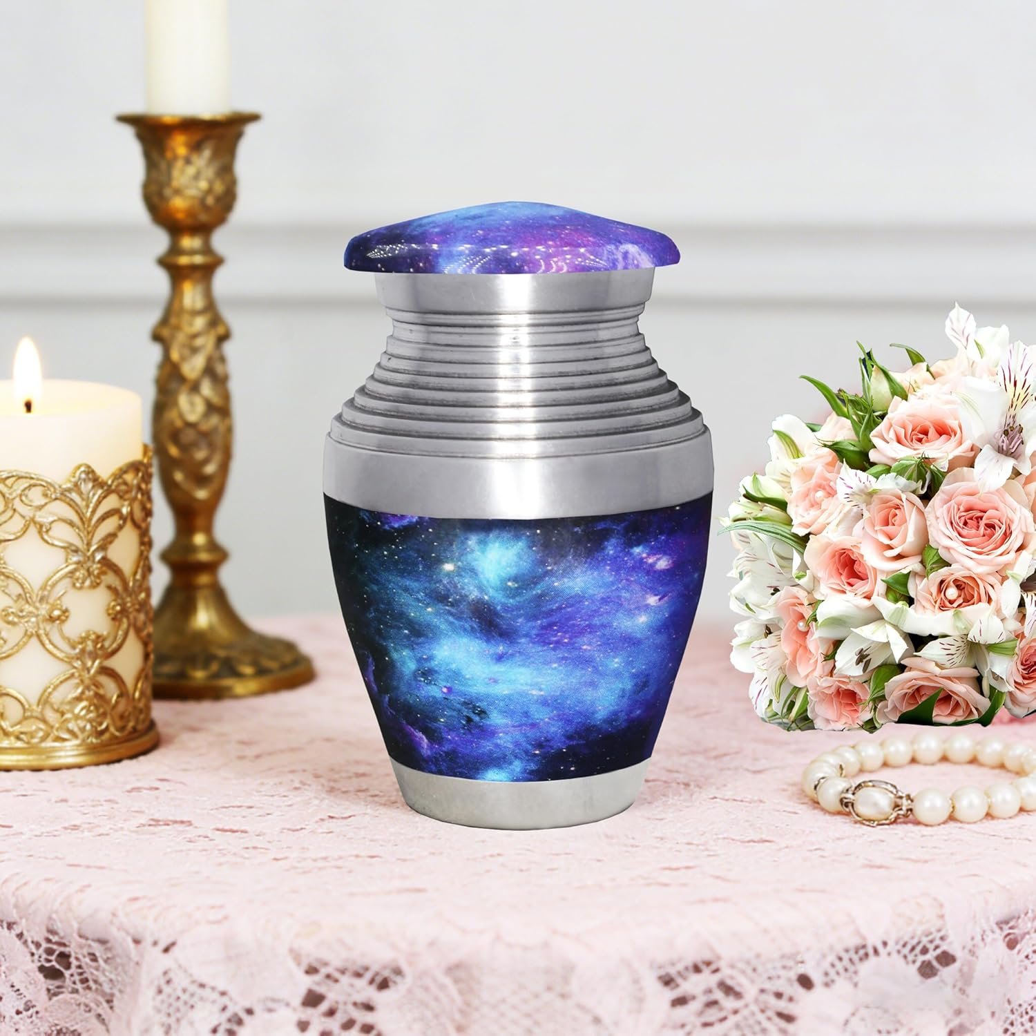 Decorative Small Keepsake Urn for Human Ashes - Blue - Little Urn - Image 3