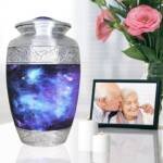 Galaxy Design Adult Cremation Blue Urn for Human Ashes