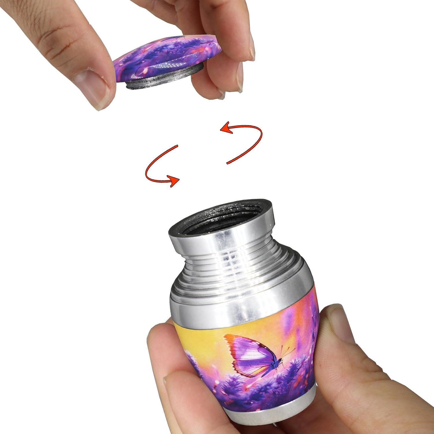 M MEILINXU Small Urns for Human Ashes Keepsake, Urn for Ashes for Women & Man, Mini Decorative, Urn with Purple Butterflies, Little Cremation Container, Butterfly - Small Keepsake - Image 4