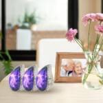 Mini Keepsake Urns for Human Ashes – Cosmic Galaxy Brass Engraved Purple & Blue Teardrop (Set of 3)