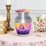 M MEILINXU Small Urns for Human Ashes Keepsake, Urn for Ashes for Women & Man, Mini Decorative, Urn with Purple Butterflies, Little Cremation Container, Butterfly - Small Keepsake