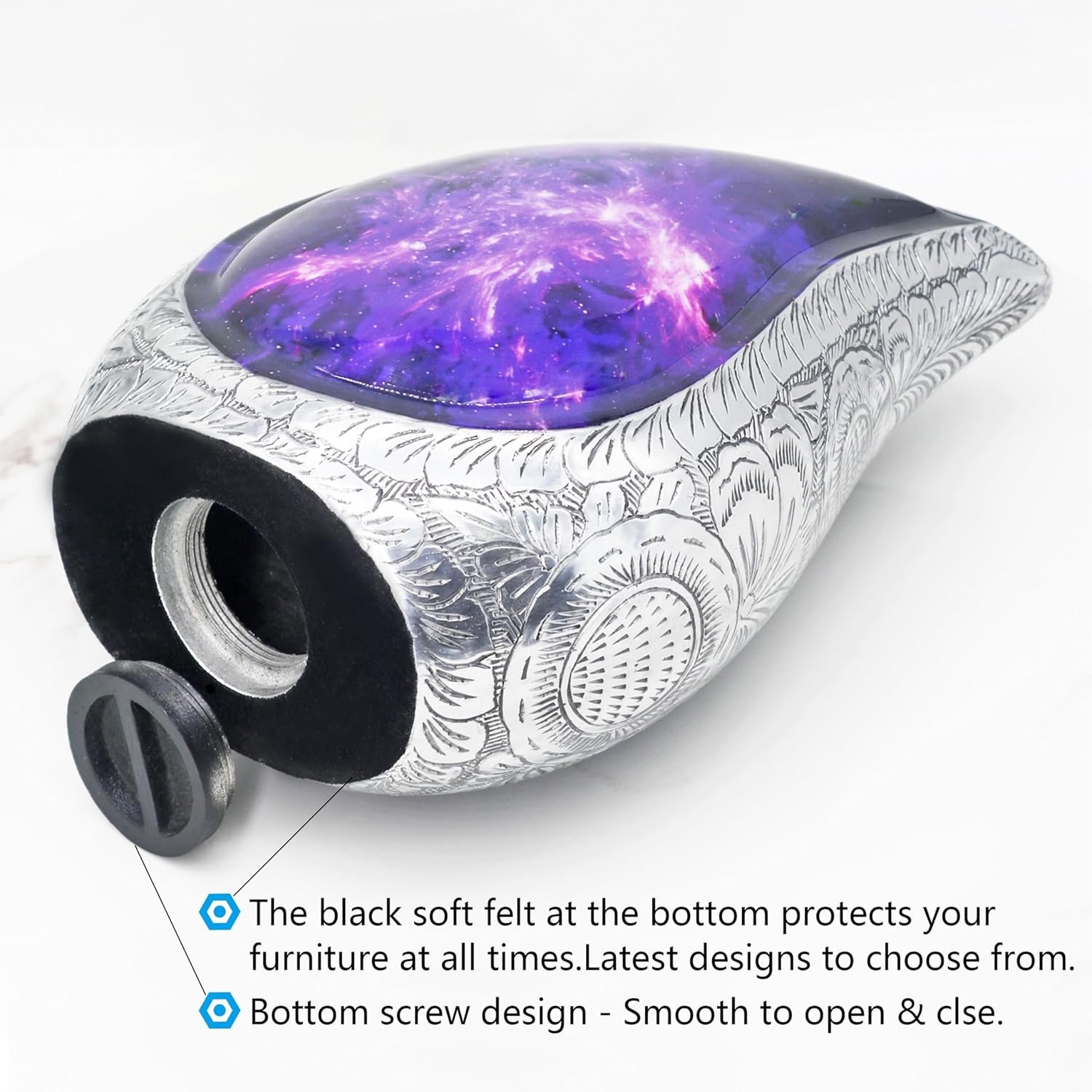 Large Adult Teardrop Purple & Blue Urn for Ashes β Brass, Cosmic Galaxy Tear Drop - Large - Image 7